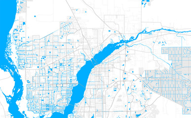  Rich detailed vector map of Fort Myers, Florida, USA