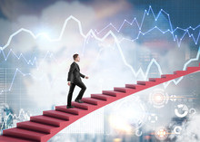 Businessman Climbing Stairs In City, Infographics