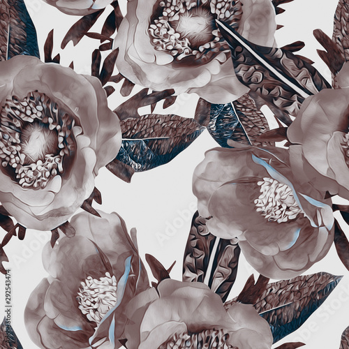 Anemone flower seamless pattern.
