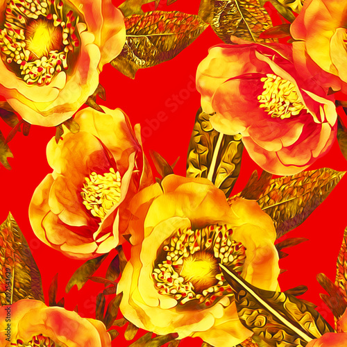 Anemone flower seamless pattern.