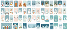 Cute Winter Holiday Sticker Icon Set. Elements For Christmas Greeting Card, Poster Design