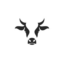 Cow Head. Logo. Farm Animal On White Background