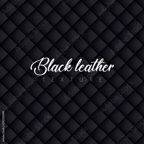 Seamless black leather texture with rectangular tiles.