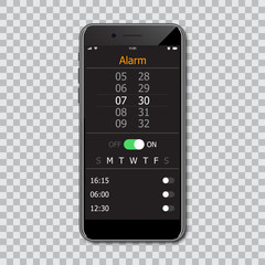 Poster - Smartphones with mockup alarm interface. Vector illustration