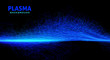 Blue plasma discharge ray on a black. Vector graphics