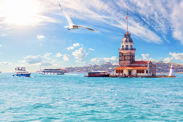 Wall Mural - Leander's Tower or the Maiden's Tower in Istanbul, Turkey