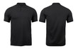 Black polo shirts mockup front and back used as design template, isolated on white background with clipping path.