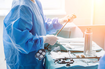 Wall Mural - Modern equipment in operating room. Medical devices for neurosurgery.