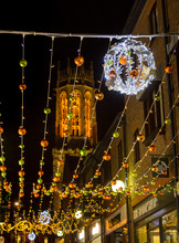 Christmas Decorations In York City Center Copper Gate.