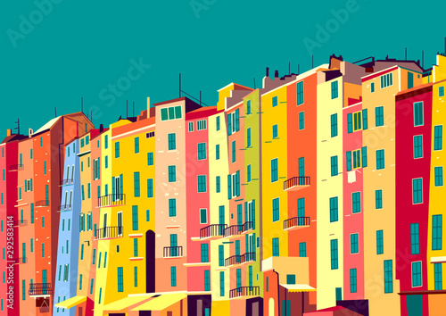 Traditional itallian houses in small village in Liguria, Italy. Tableau sur Toile