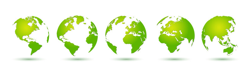 Wall Mural - earth set 3d globes with world maps - for stock