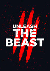 Wall Mural - unleash the beast motivational quotes vector design