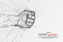 The Moment When The Fist Hit The Net, Vector Illustration.