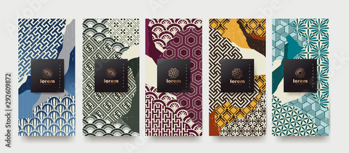 Fotografía Vector set packaging templates japanese of nature luxury or premium products
