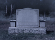 Blank Spooky Halloween Grave Stone At Night