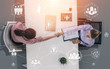 © InfiniteFlow - Human Resources Recruitment and People Networking Concept. Modern graphic interface showing professional employee hiring and headhunter seeking interview candidate for future manpower.