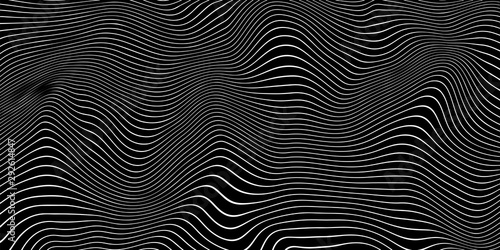 Fotomural Black and white Psychedelic Linear Wavy Backgrounds