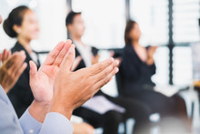 Young Business People Clapping Hands During Meeting In Office For Their Success In Business Work