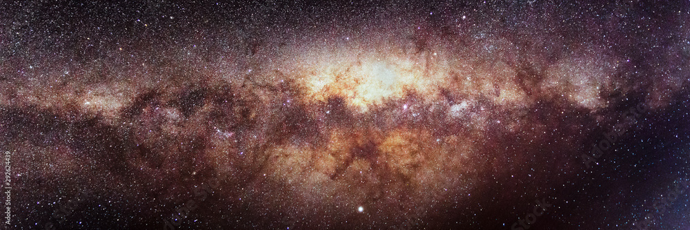  Milky Way Galaxy. Stars Panorama Background, Starry Night Sky. - obrazy, fototapety, plakaty 