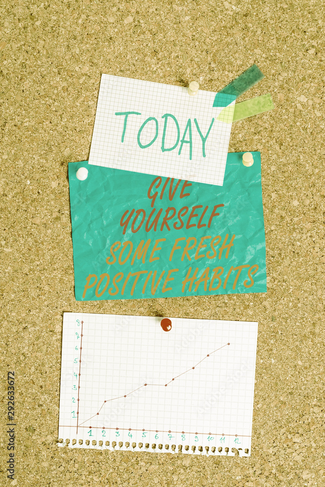 Positive Rouintes Handwriting text Give Yourself Some Fresh Positive Habits. Conceptual ...