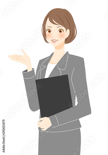 カウンセラー キャリアアドバイザー スーツ姿の女性 笑顔 Stock イラスト Adobe Stock