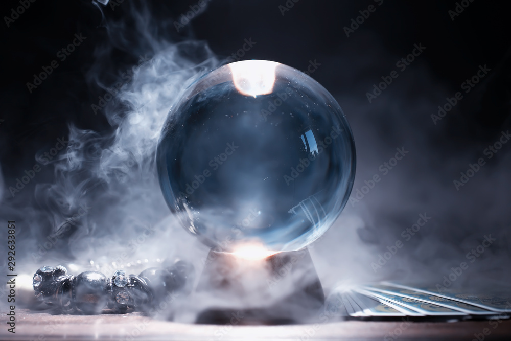 Crystal ball to predict the fate. Guessing for the future. - obrazy, fototapety, plakaty 