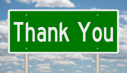 Wall Mural - Rendering of a green road sign for Thank You