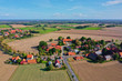 Aerial view of a small German village between fields