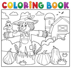 Wall Mural - Coloring book scarecrow theme 2