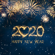 Beautiful Square Greeting Card Happy New Year 2020