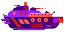 Military Spaceship With Many Military Guns.