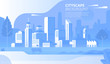Modern cityscape flat banner vector template