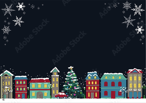 手書き画 クリスマス 町 背景 Stock Vector Adobe Stock