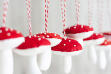 Felt Handmade Christmas Ornaments Mushrooms Glückspilze
