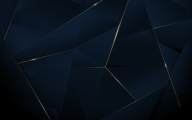 Wall Mural - Abstract polygonal pattern luxury dark blue with gold background