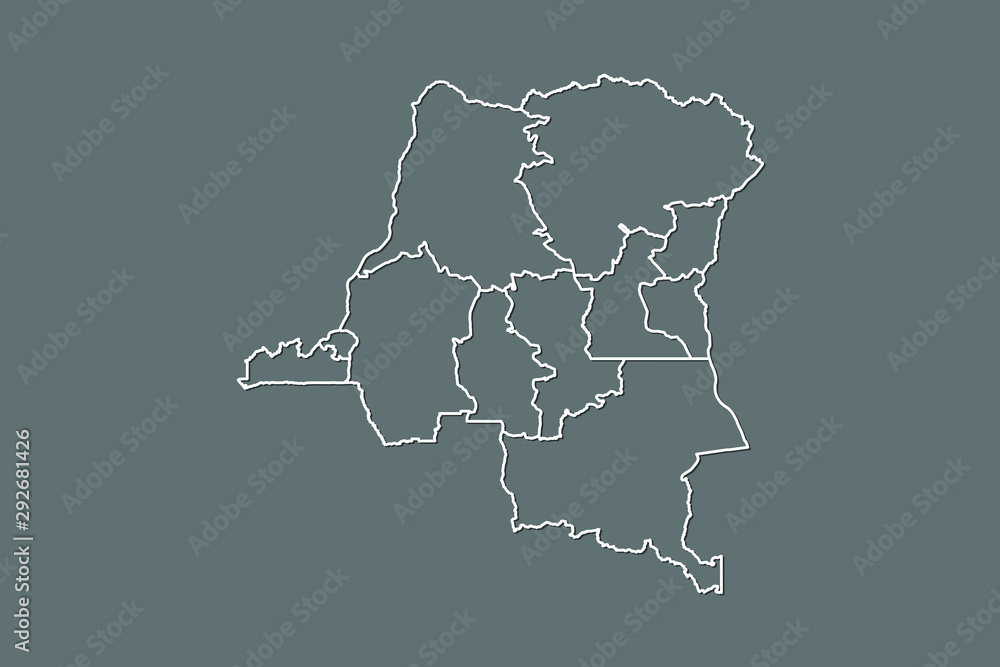 Democratic Republic of the Congo vector map with border lines of former ...