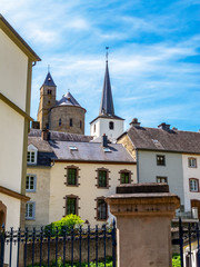 Wall Mural - Esch-Sur-Sure skyline, the church and castle towers in the background, Canton of Wiltz, District of Diekirch, Luxembourg