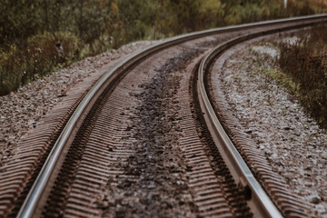 Wall Mural - The canvas of the railway goes into the distance