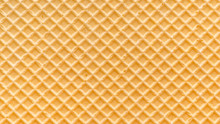 Abstract Empty Golden Waffle Texture, Background For Your Design, Panorama