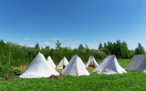 Fototapeta  - White army or humanitarian tents.