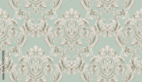 Rococo texture pattern Vector. Floral ornament decoration. Victorian engraved...