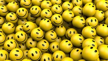 Yellow Smileys In Social Media Concept 3D Rendering