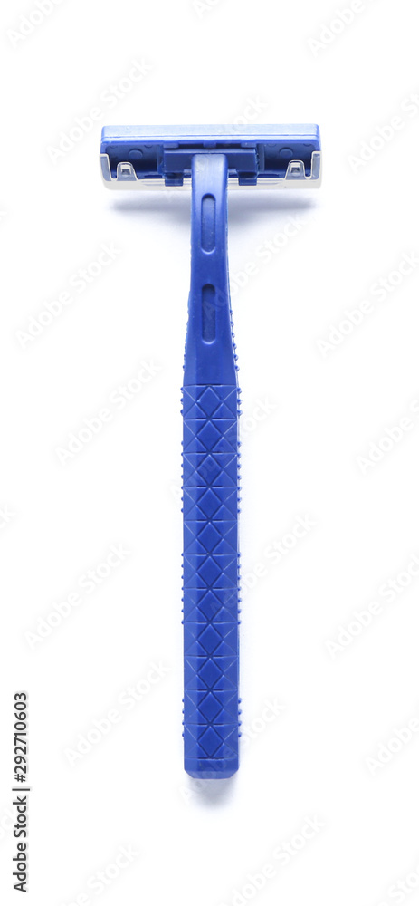 Razor for hair removal on white background
