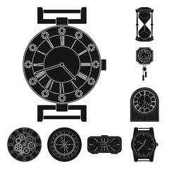 Wall Mural - Vector illustration of clock and time icon. Set of clock and circle vector icon for stock.