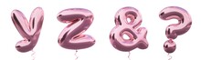 Brilliant Balloon Alphabet Letter Y, Z, &, ? With Pastel Purple Color Or Violet Color. Realistic Metallic Air Balloon 3d Rendering For Your Trendy And Stylish Font Set In Several Occasion