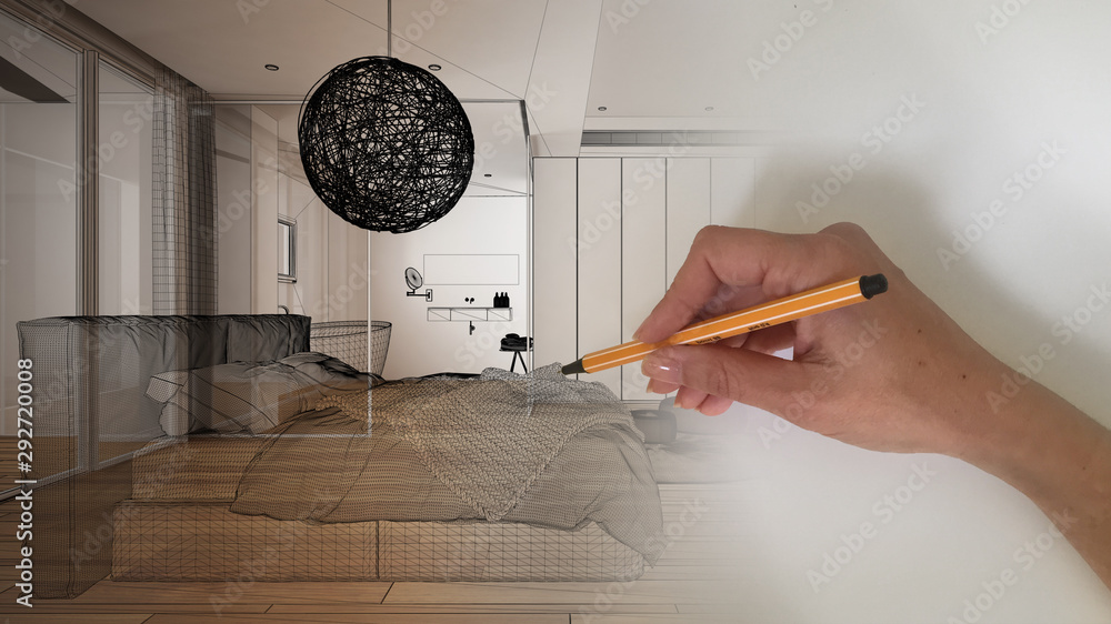 Stock-Foto „Architect interior designer concept: hand drawing a design ...