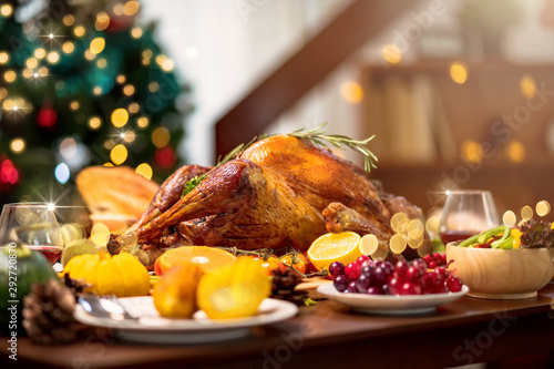 Fotomural Homemade Roasted Thanksgiving Day festive tradition ideas concept Delicious Turk
