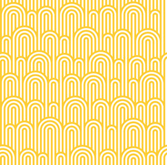 Vector Seamless Pattern with White and Yellow Waves. Stripes with Waves Texture. Noodle and Pasta Abstract Background