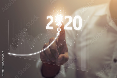 Cuadros en Lienzo Businessman plan growth and increase of positive indicators in his business