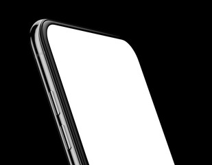 Wall Mural - smartphone frameless blank screen close up mockup template on black background